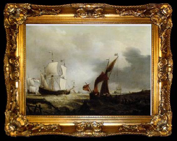 framed  unknow artist Seascape, boats, ships and warships. 29, ta009-2